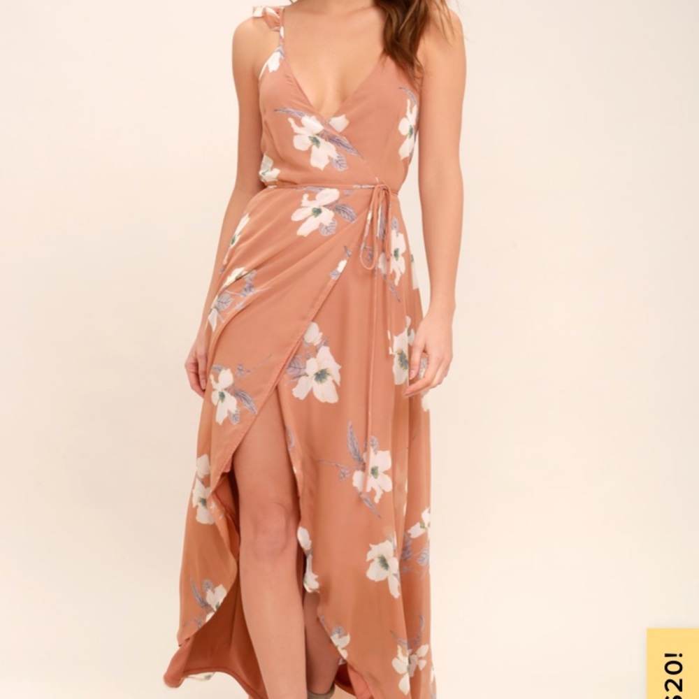 Lulus Dusty Rose Wrap Dress